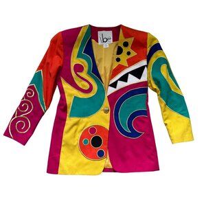 Vintage I Be Multicolor Art Deco Blazer Jacket Size 10